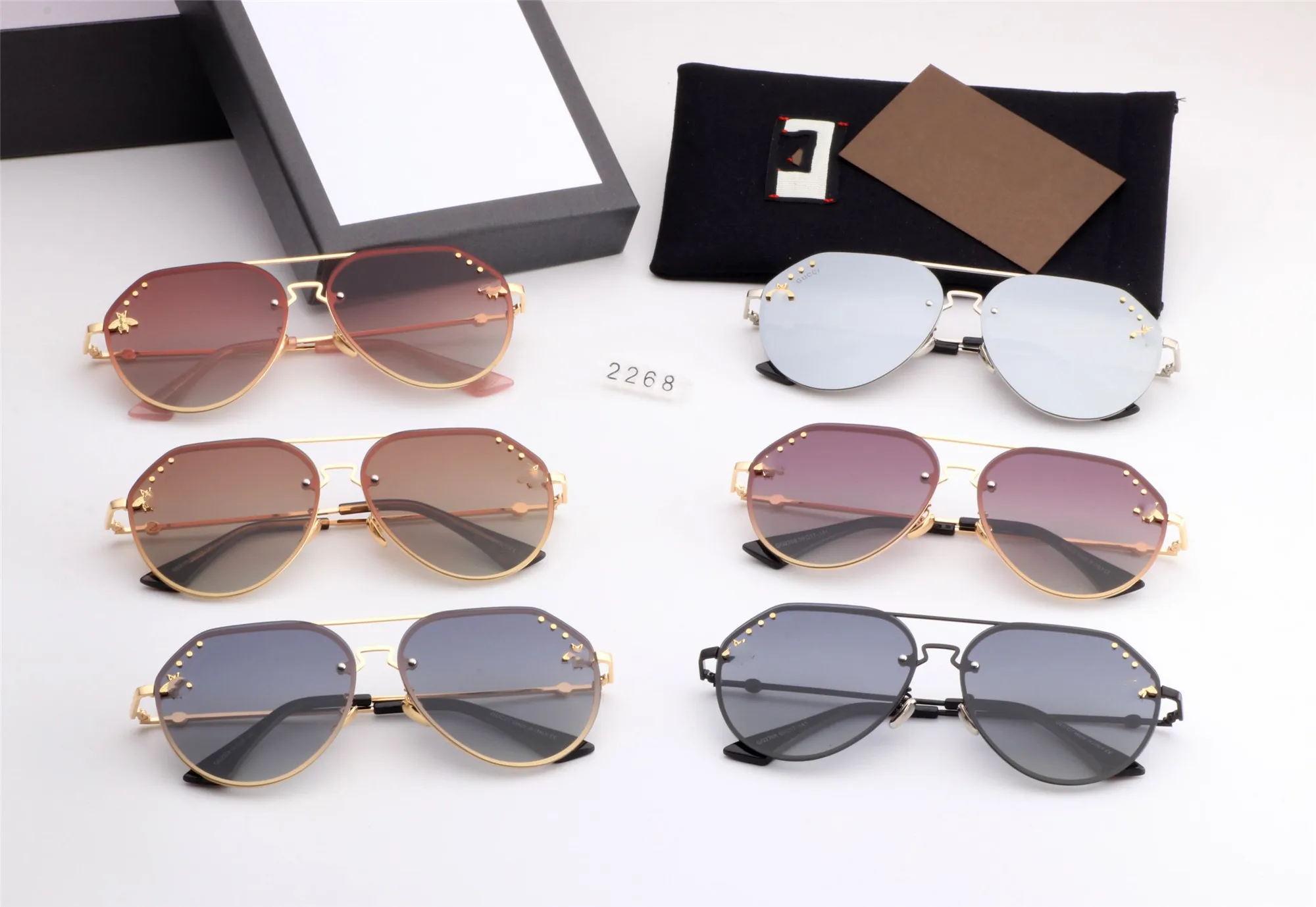 

Retro Women's Sunglasses 2021 Luxury Brand Designer Oval Fashion Anti-glare Driving Men Polarizing Sun Glasses With Box Metal