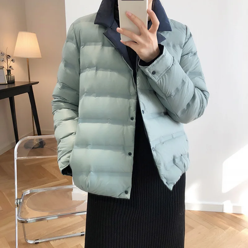 2019 Женское зимнее пальто с длинным рукавом и стоячим воротником белое пуховое