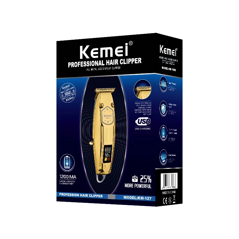 

Kemei Pro Li T Professional Cordless Hair Clippers for Men Rechargebale LED Display Beard Trimmer Barber Haircut