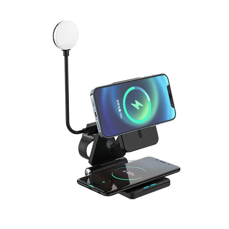 

Беспроводное зарядное устройство 10 Вт, подставка для iPhone 12 Pro Max Mini 4 в 1, док-станция для быстрой зарядки Qi для Apple Watch Airpods Pro, зарядное устройст...