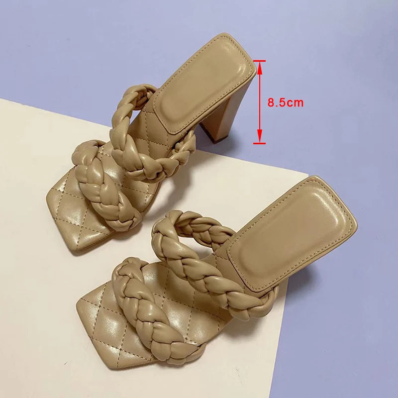

Summer Woman Slipper Weave Solid Band Females Sandals Non Slip Outdoor Fashion Comfortable 2021 New Rubber Ladies Footwear