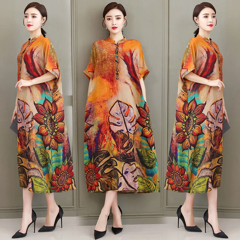 Vestido de verano de talla grande con estampado Floral, informal, holgado, para fiesta en la playa, talla grande 5XL, 2021