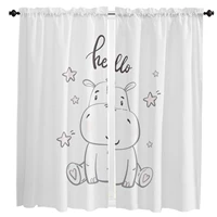 kawaii stars hippo baby cute animal white curtain for living room kids bedroom kitchen window curtains home essentials drapes