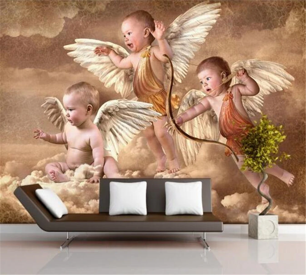 

beibehang Custom wallpaper 3D mural happy little angel children bedroom background wall decoration painting papel de parede
