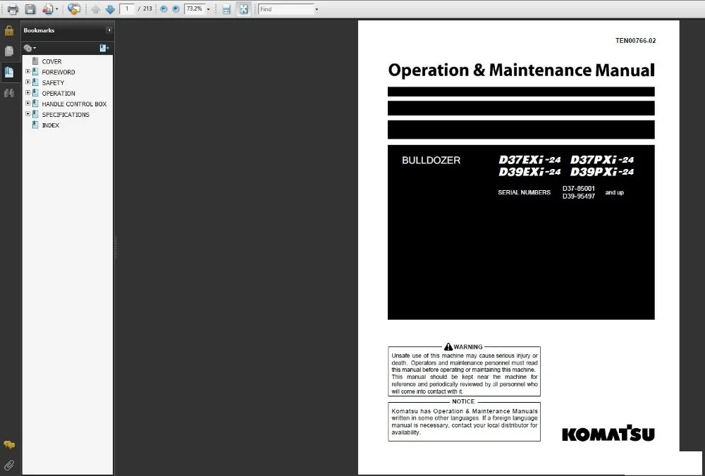 Полный набор для KOMATSU CSS 2018 |