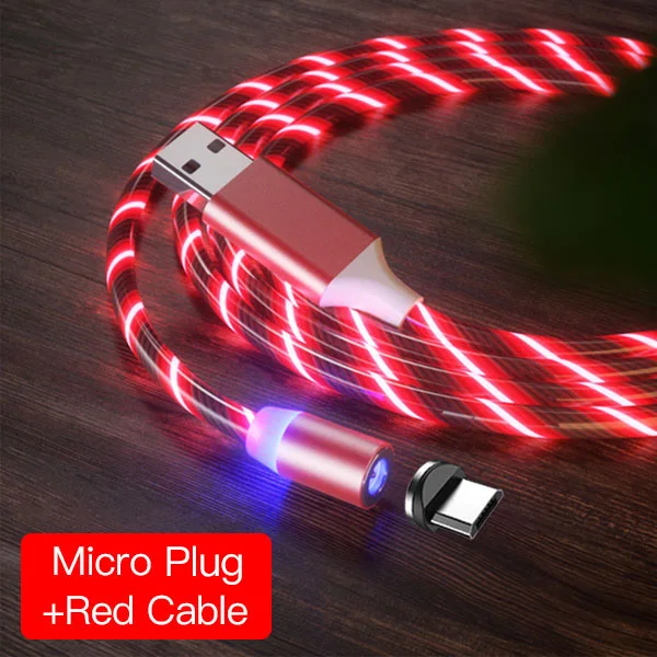 For Micro usb Red ACCEZZ Магнитный зарядный кабель для быстрой зарядки для iPhone X 8 7 ipad Mini Micro usb type C магнитное зарядное устройство для samsung Android Phone - Цвет: For Micro usb Red