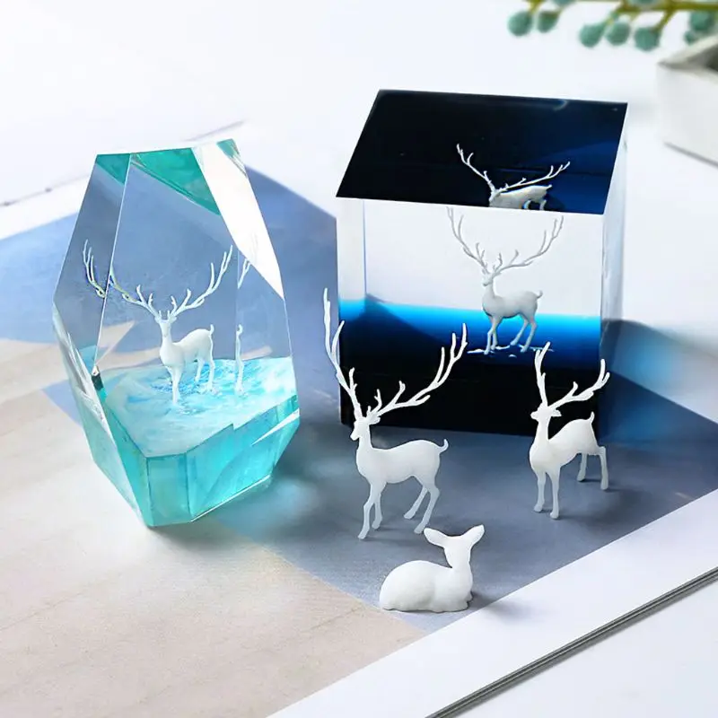 

3Pcs Silicone Mini Elk Deer Modeling Resin Mold Landspace Fillings Resin Jewelry Fillings Resin Casting Filler Art Craft