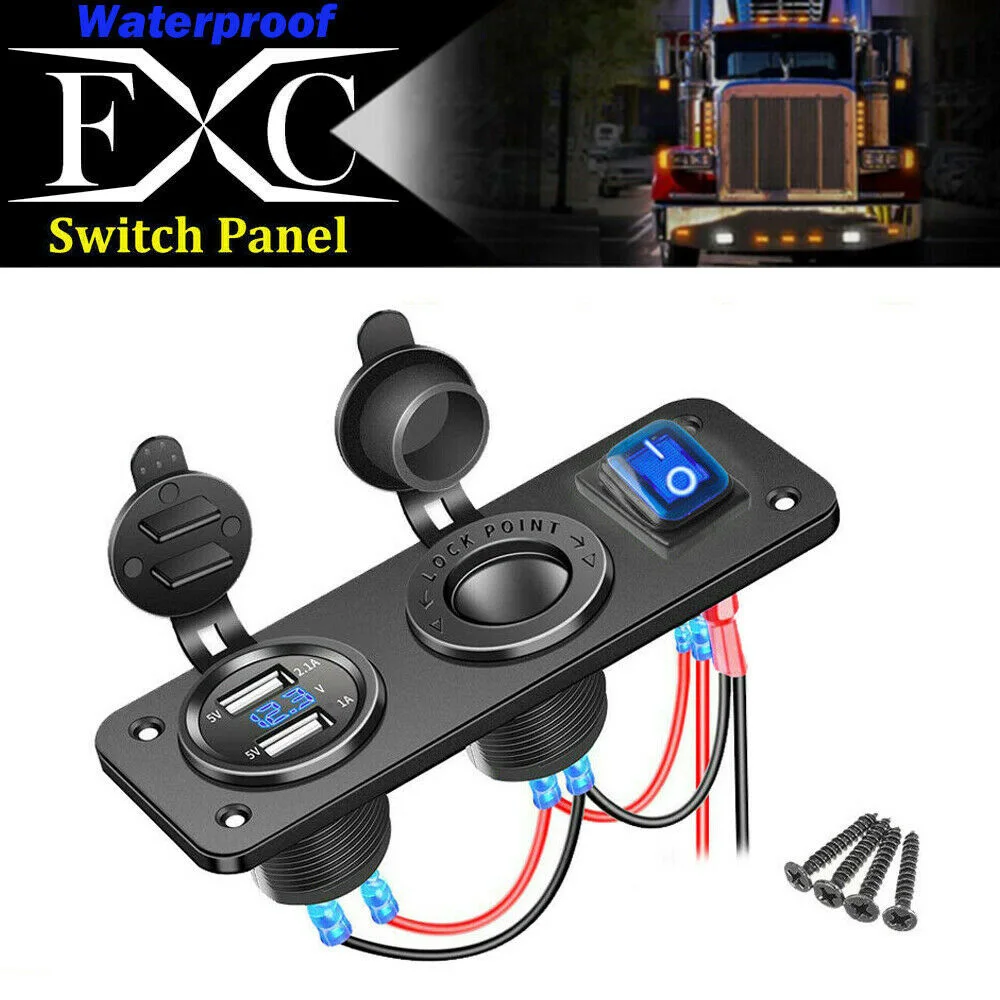 

Waterproof Marine charger Black Boat Replacement Set Socket Switch Panel