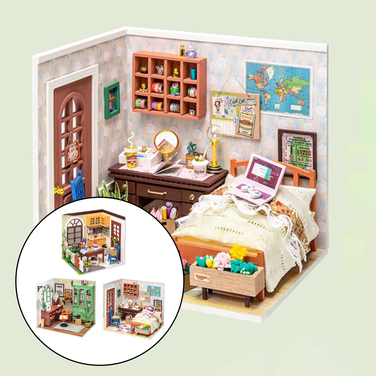 

DIY Handcraft Creative Miniature Doll House with Furniture Plants Kits LED