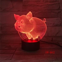 lovely animal pig 3d led lamp night lights 7 colors changing table lamps bedsides baby sleeping christmas birthday gifts aw 662