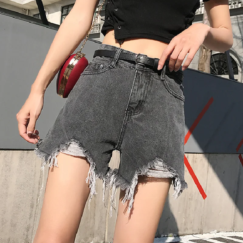 Сексуальные джинсовые шорты женские летние мини повседневные черные в винтажном