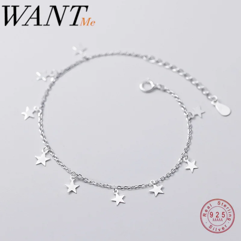 WANTME настоящая 925 Стерлинговое Серебро минималистская Элегантная звезда висячая