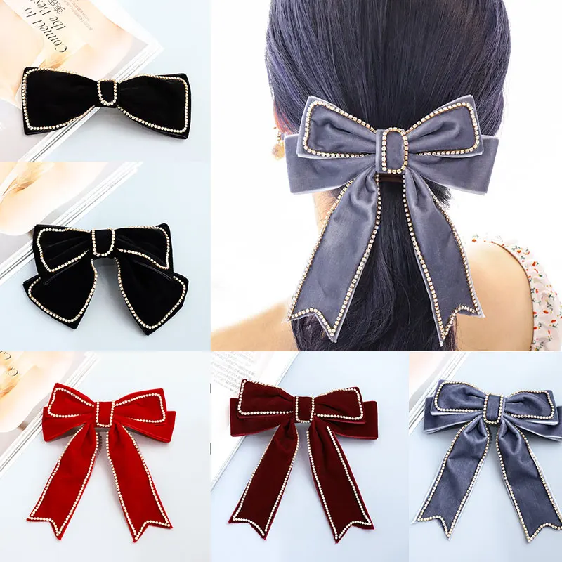 Алмазный бант лента заколки для волос женские аксессуары девочек фланелевая