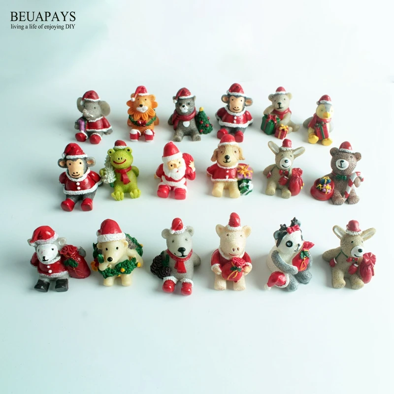 

18pcs/set Christmas decoration gift party favors key chain DIY bonsai ornaments creative lovely home decoration animal ornaments