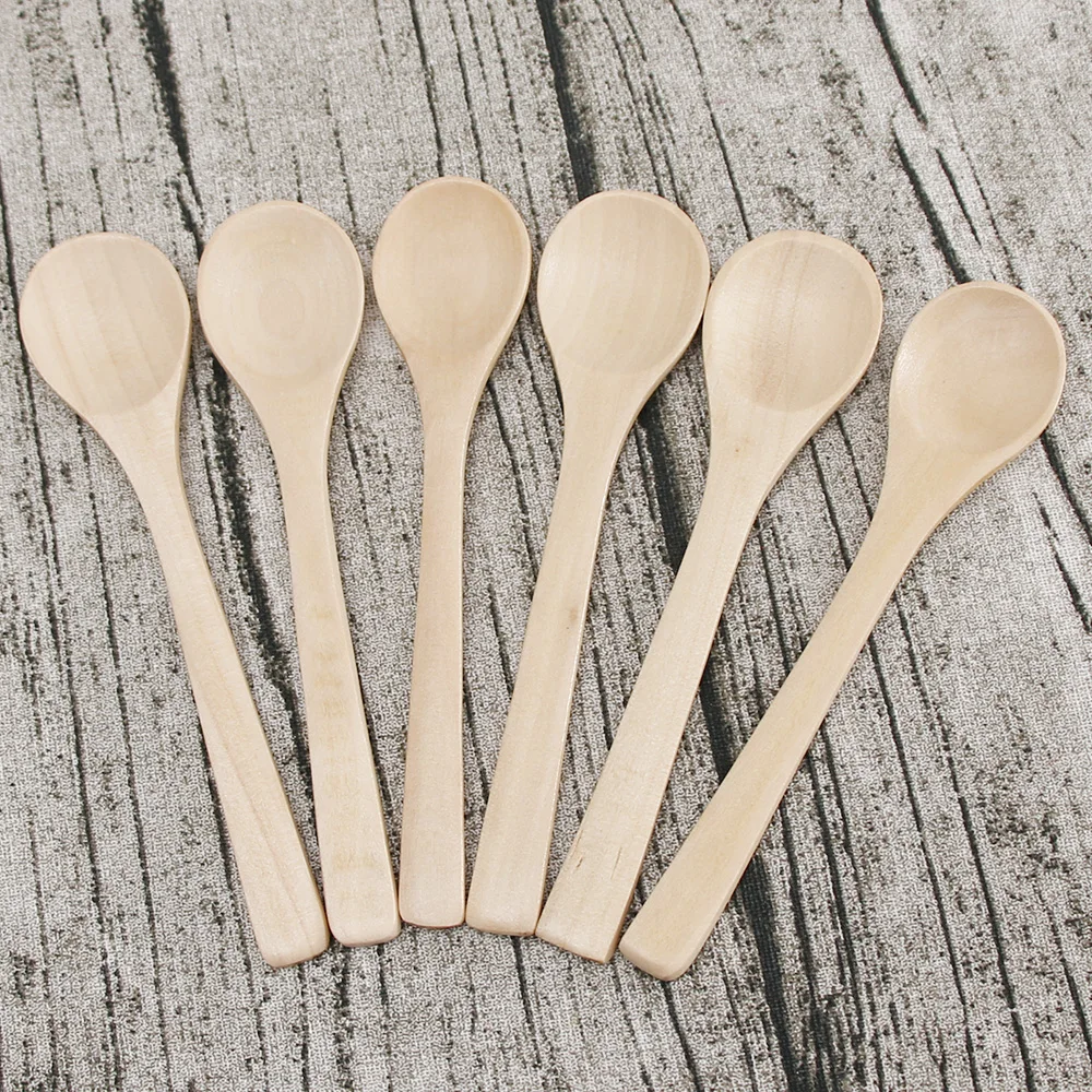 

6pcs Bulk Wooden Spoon Kitchen Cooking Tea Spoon Seasoning Appliance Children Ice Cream Tableware Coffee Honey Spoon