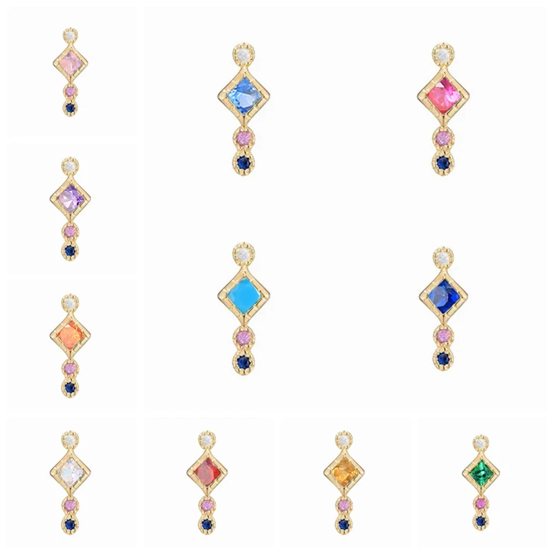 

CANNER 925 Sterling Silver Women Earrings 100% Real S925 Piercing Ear Stud Single Mini Blue Purple Red Pink Zircon Pendientes