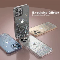 bling glitter sequins transparent phone case for iphone 13 12 11 pro max mini x xs xr 7 8 plus se 2020 soft silicone cover capa