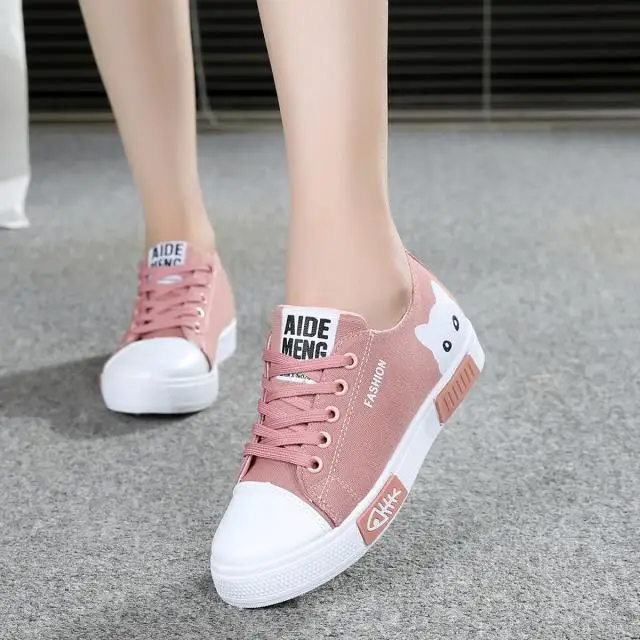 Summer Women Canvas Shoes 2021 New China Hot Flats Casual Korean Cute Cartoon Lace Up Student | Обувь