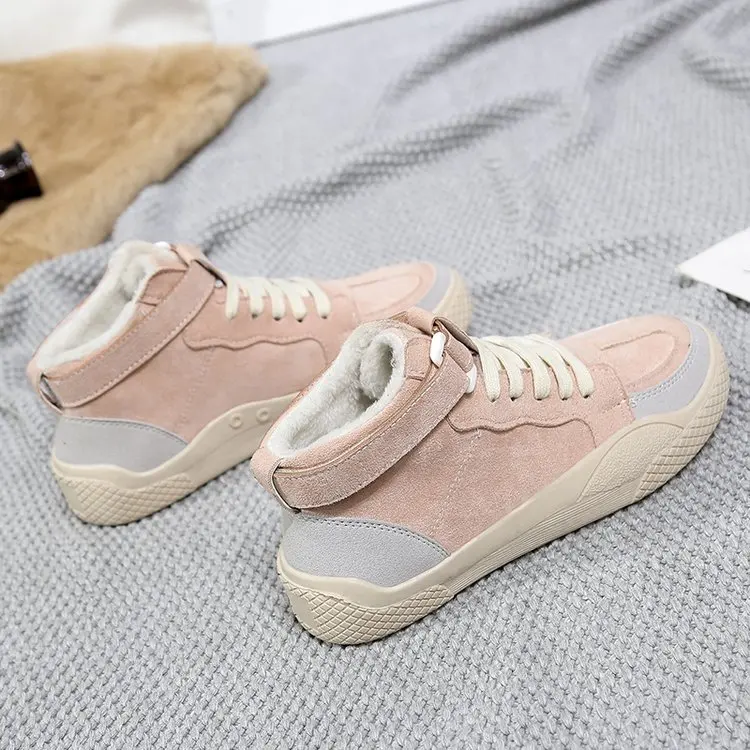 Сапоги Aleafalling женские зимние из нубука теплая Уличная обувь на шнуровке Короткие