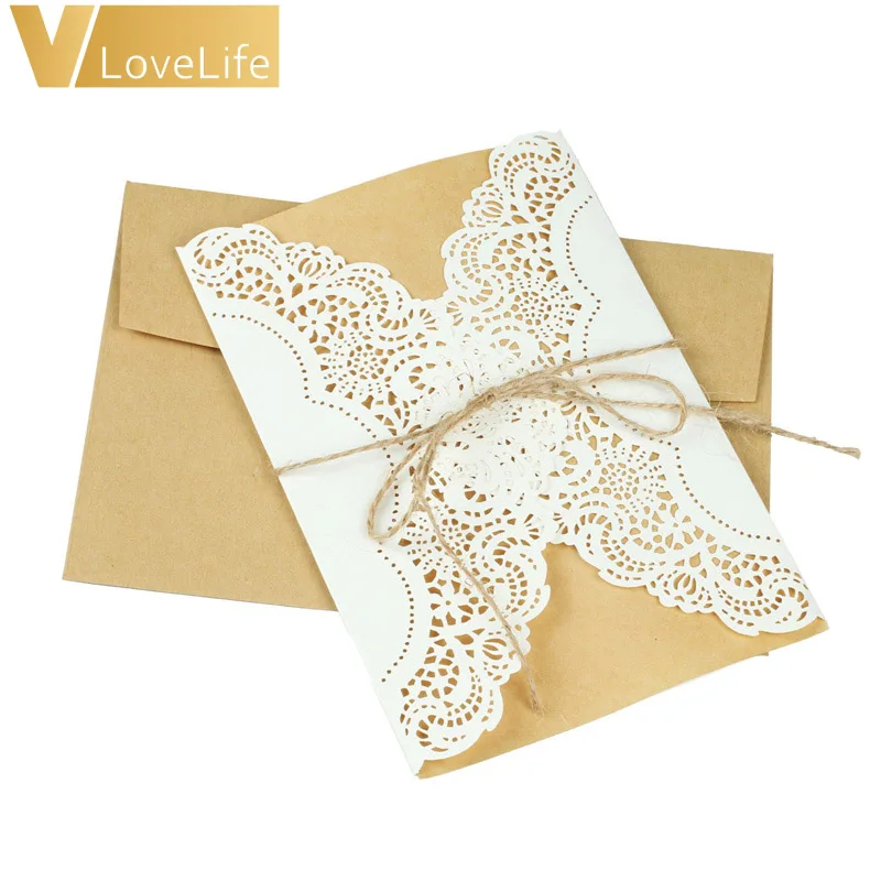 

50pcs Laser Cut Wedding Invitations Elegant Wedding Invitations Cards Greeting Card Free Envelope & Seals Event Party Supplies