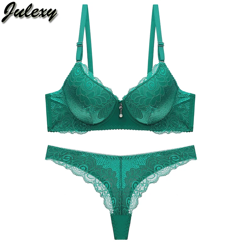 Julexy, новинка, сексуальные стринги, Женский комплект с бюстгальтером, кружевной, пуш-ап, бюстгальтер и трусики, набор, стринги, BC, однотонный, интимный комплект нижнего белья