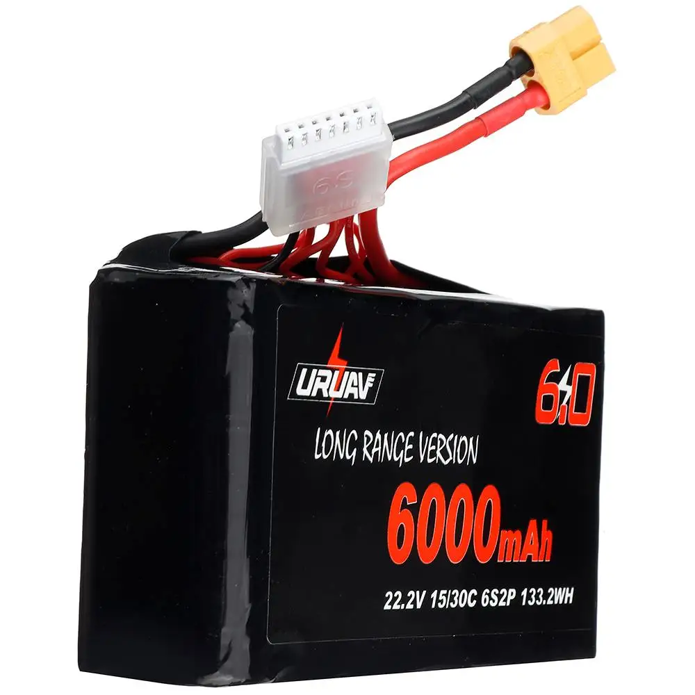 

URUAV 22.2V 6000mAh 15/30C 6S Li-ion Battery for FPV Racing Drone RC Quadcopter Multicopter Multirotor RC Part w/ XT60 Plug