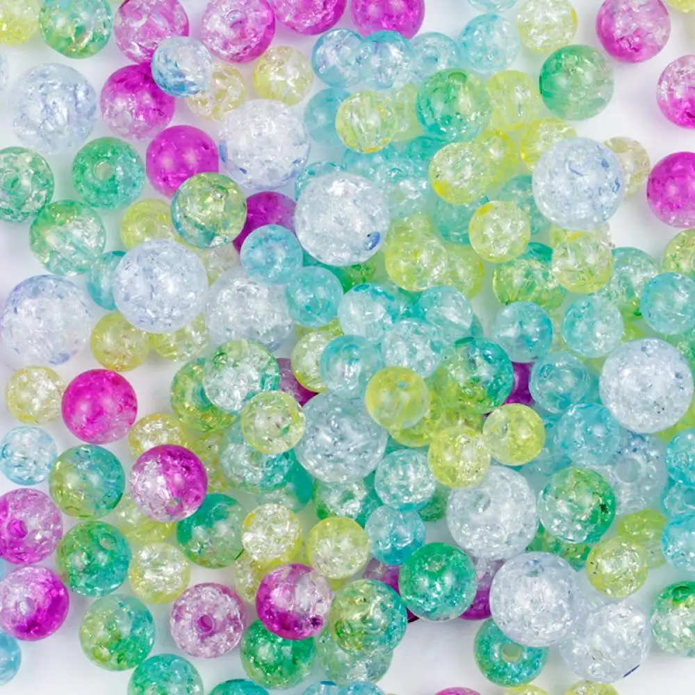 

50/100Pcs 8/10/12mm Double Colored Cracked Acrylic Beads Loose Spacer Beads For Jewelry Making Handmade DIY Bracelet Necklace