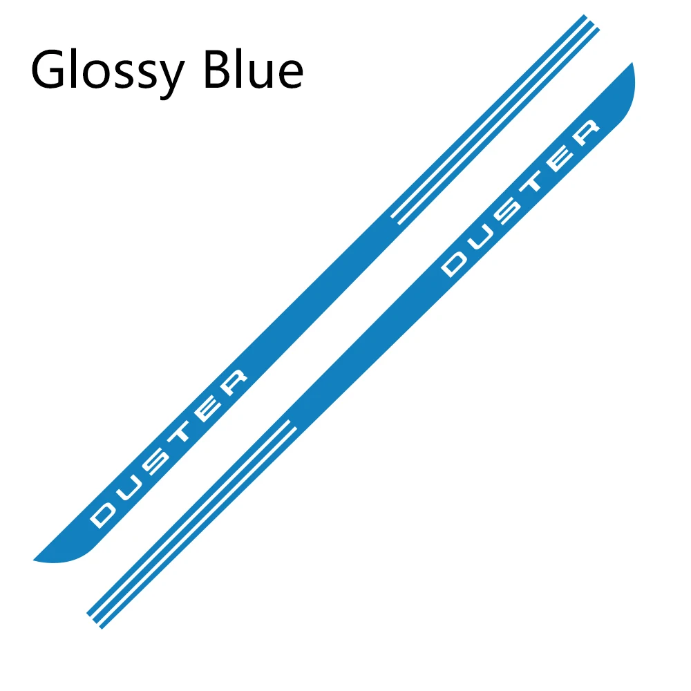 Glossy Blue 2 шт. для Dacia Renault Duster, автомобильная Боковая дверь, наклейка в полоску, авто стиль, наклейка, виниловая пленка, автомобильный тюнинг, аксессуары - Название цвета: Glossy Blue