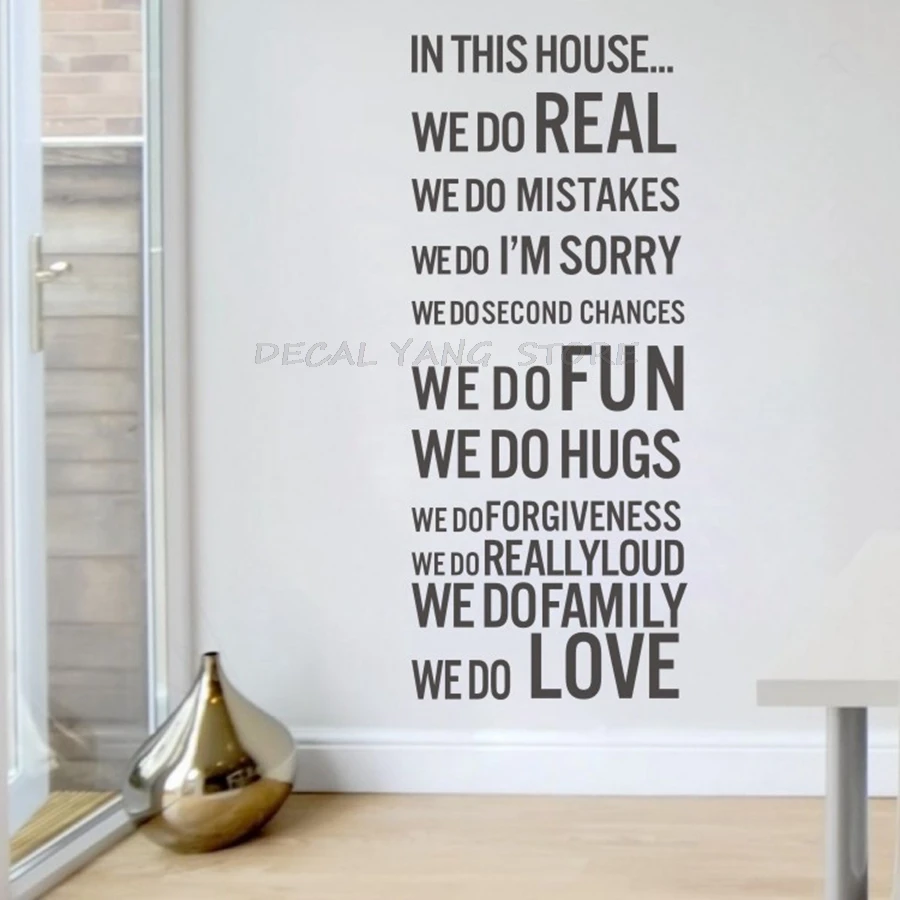 

free shipping house rules In This House WE DO FUN LOVE FAMILY Wall Sticker vinyl Removable Home Decor Mural Art quotes,1389