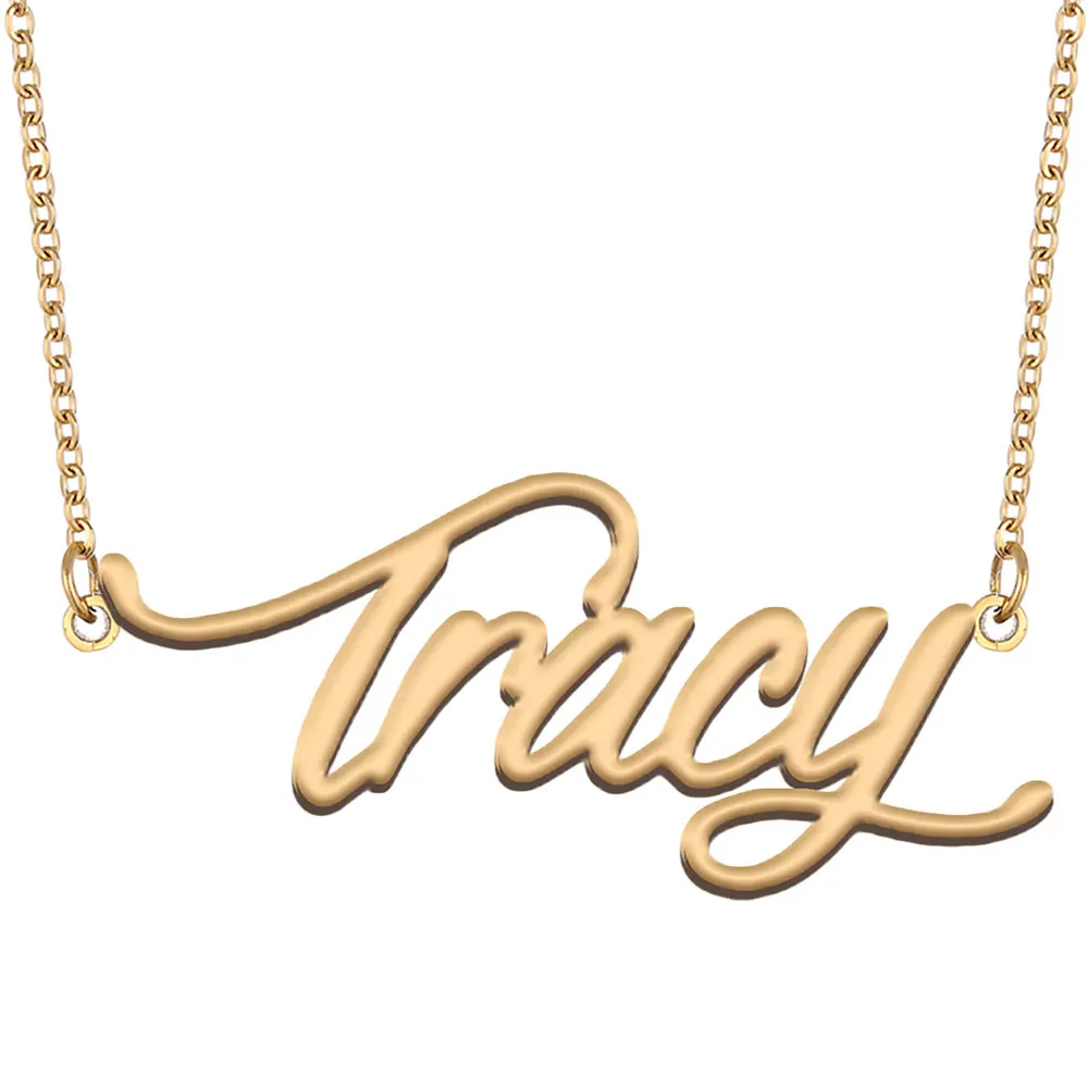 

Tracy Name Necklace for Women Stainless Steel Jewelry with Gold Plated Nameplate Pendant Femme Mother Girlfriend Gift