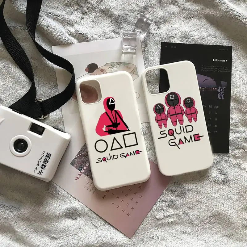 

Squid Game Phone Case White Candy Color for iPhone 6 7 8 11 12 s mini pro X XS XR MAX Plus