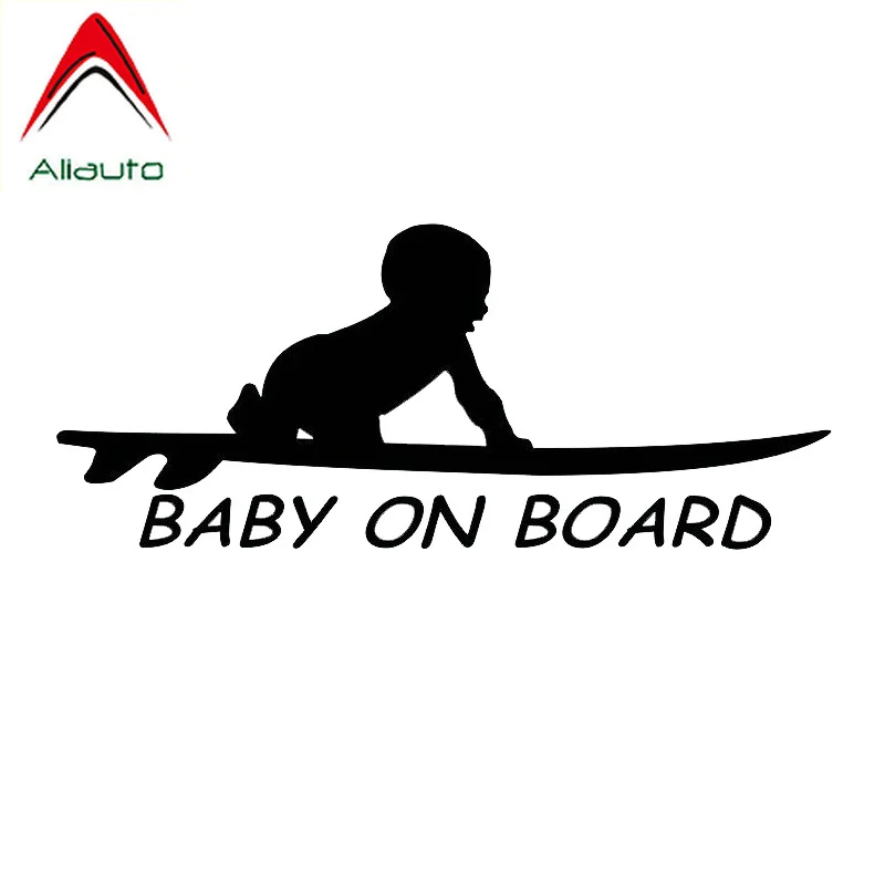 

Aliauto Cartoon Car Sticker Baby on Board Surf Surfing Surfboard Funny Vinyl Sunscreen Waterproof Reflective Decal,15cm*6cm