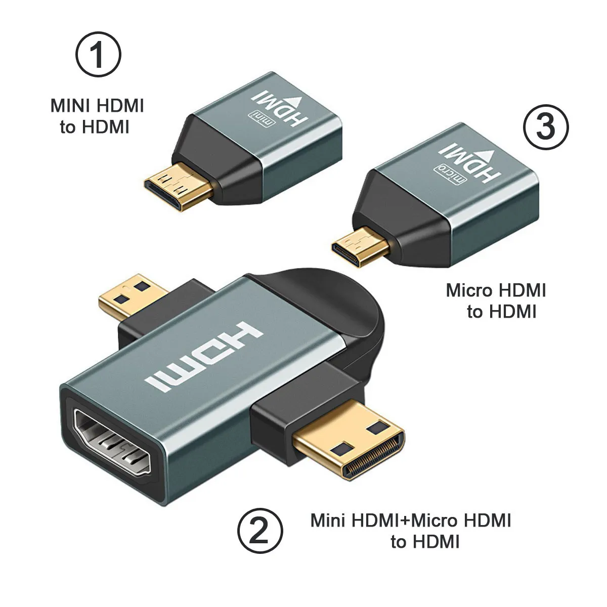3 шт./компл. микро и мини HDMI в HDTV 1 4 Женский 2-в-1 комбинированный адаптер 4K @ 60 Гц |
