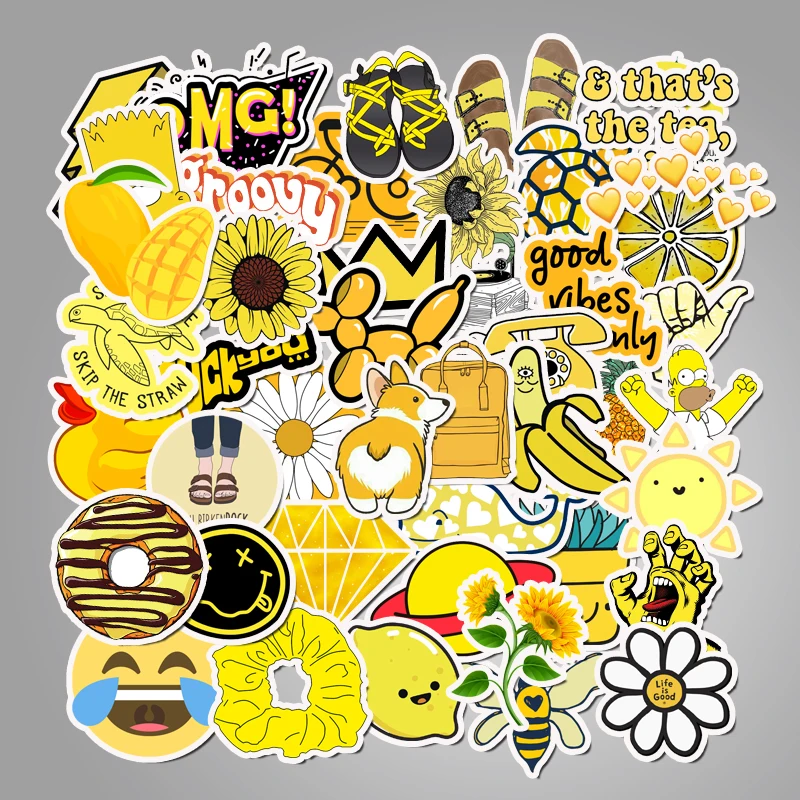 AZ073 (50PCS) 100 шт. в упаковке желтые и розовые летние граффити наклейки для мотора и чемодана крутой ноутбук скейтборд DIY водонепроницаемые наклейки - Цвет: AZ073 (50PCS)