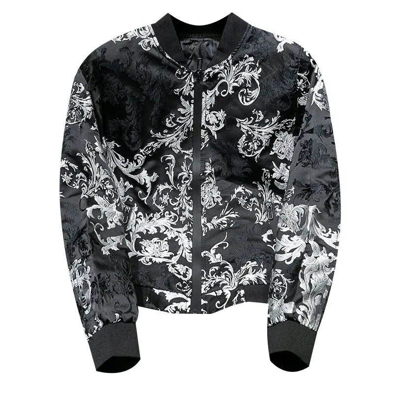 Coat Men 's Spring and Autumn New Korean Style Trendy Slim Jacket Large Size Jacquard Embroidery Casual Men 's Baseball Uniforms spring and autumn wear new jacket men korean version of slim youth casual hooded velvet thickened men s coat