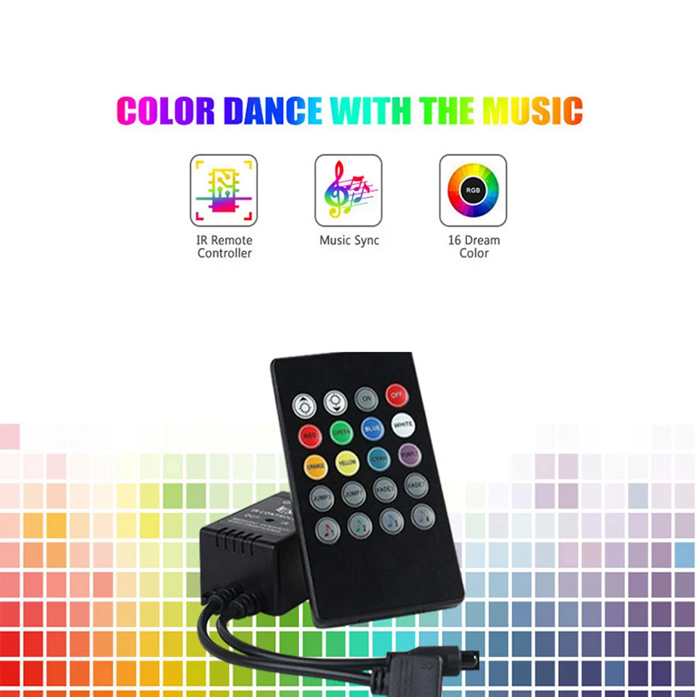 

20Key Sound Sensor Remote Control Light-emitting Diode Music IR Controller DC12V for RGB Light-emitting Diode Two Strips