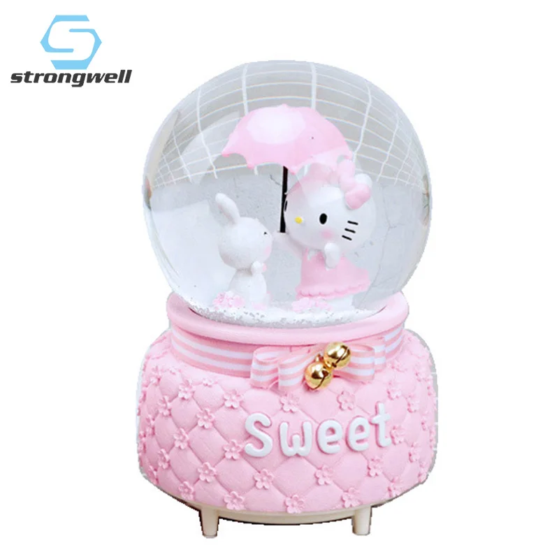Strongwell кошка котенок Снежный шар хрустальный шар вращающаяся Рождественская музыкальная шкатулка Рождественское украшение для украшения дома подарок на день рождения