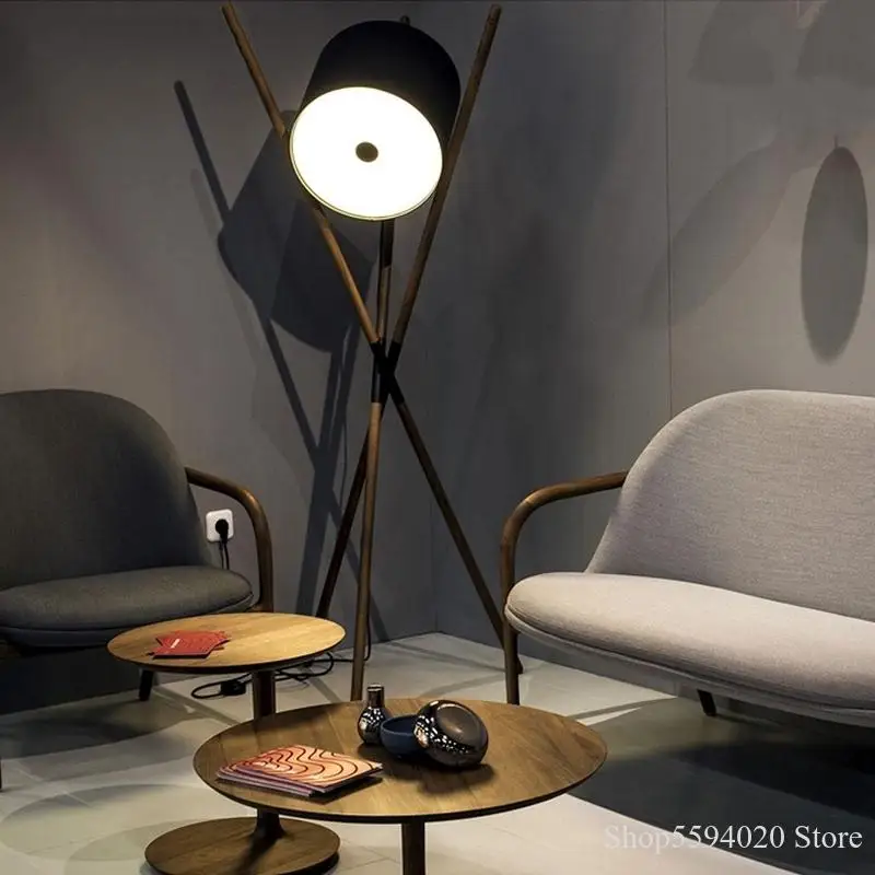 Скандинавская светодиодная напольная лампа со штативом деревянные светодиодные