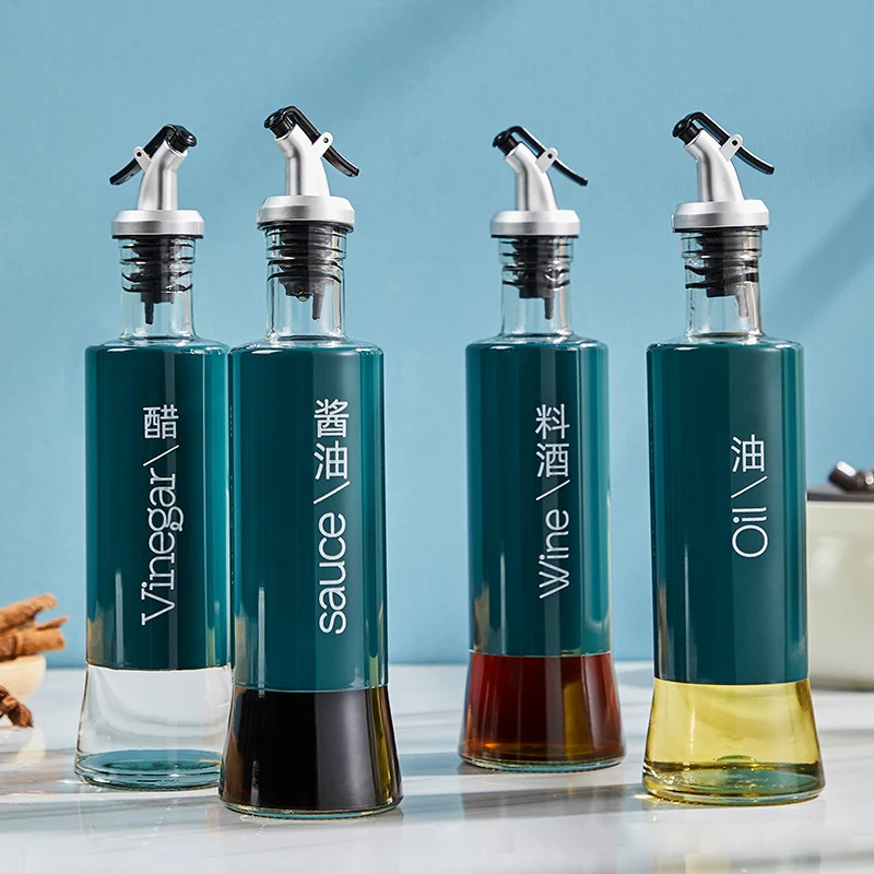 

Stainless steel oil bottle glass container spices organizer kitchen seasoning container sauce vinegar bottle oil dispenser