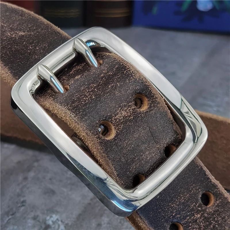 3.8CM Double Pin Stainless Steel Belt Buckle Thick Leather Belt Men  Luxury Men's Belt  Ceinture Men's Leather Belt Wide SBT0017