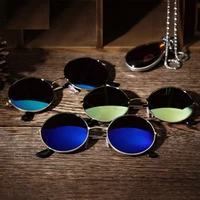 80 hot sale mens womens round mirror lens glasses outdoor anti uv sunglasses eyewear sunglasses men driving glasses
