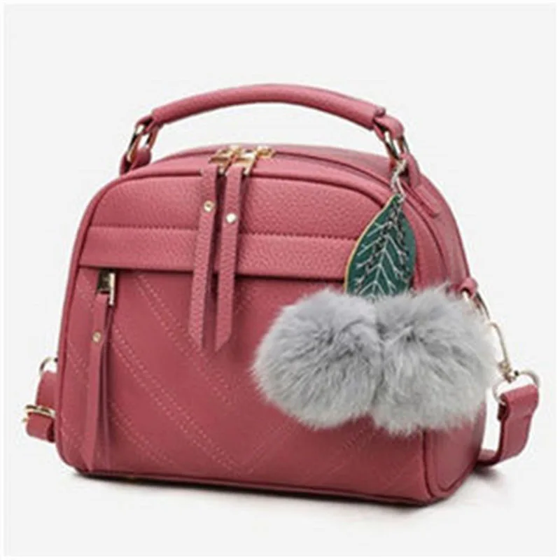 

2021 PU Leather Handbag For Women Fashion Tassel Messenger Bags With HairBall Bolsa Female Shoulder Bag Ladies Party Crossby Bag