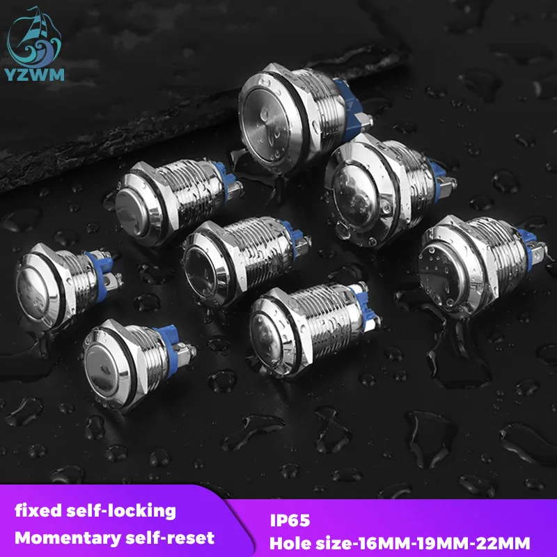 

22mm metal button switch self-locking ring power LED with light symbol 12 24 220 V small round 3A round