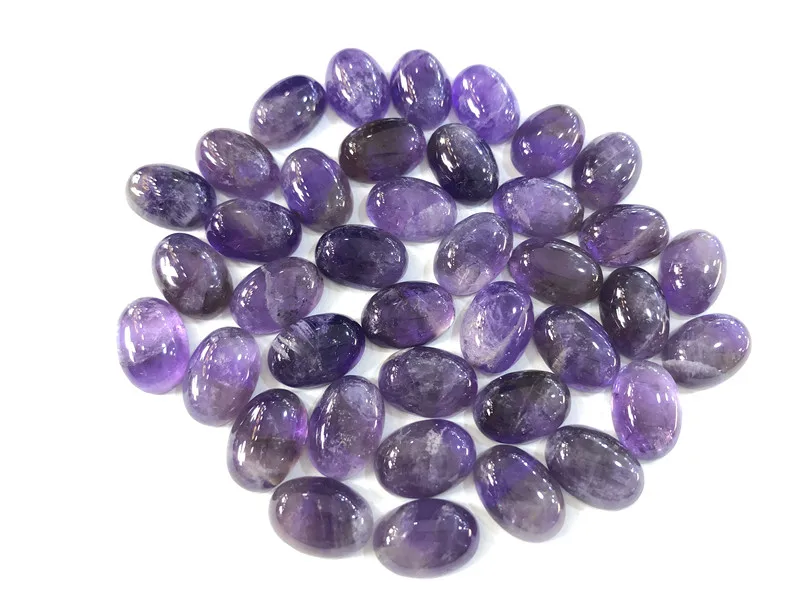 

Wholesale natural amethyst CABOCHON 10*14mm oval gemstone CABS loose beads for jewelry pendant rings earrings making free ship