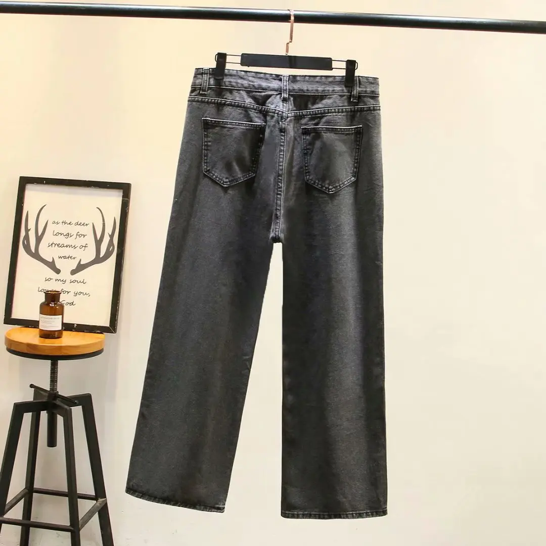 2020 весенние модные джинсы с высокой талией женские широкие брюки хлопковые