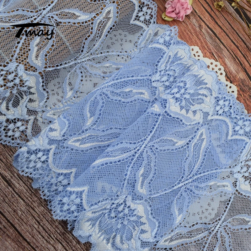#1761 Floral Lace 18CM Wide 2 Yards/Lot Stretch Trim Elastic Ribbon Trimming DIY Wedding Gift Decoration | Дом и сад