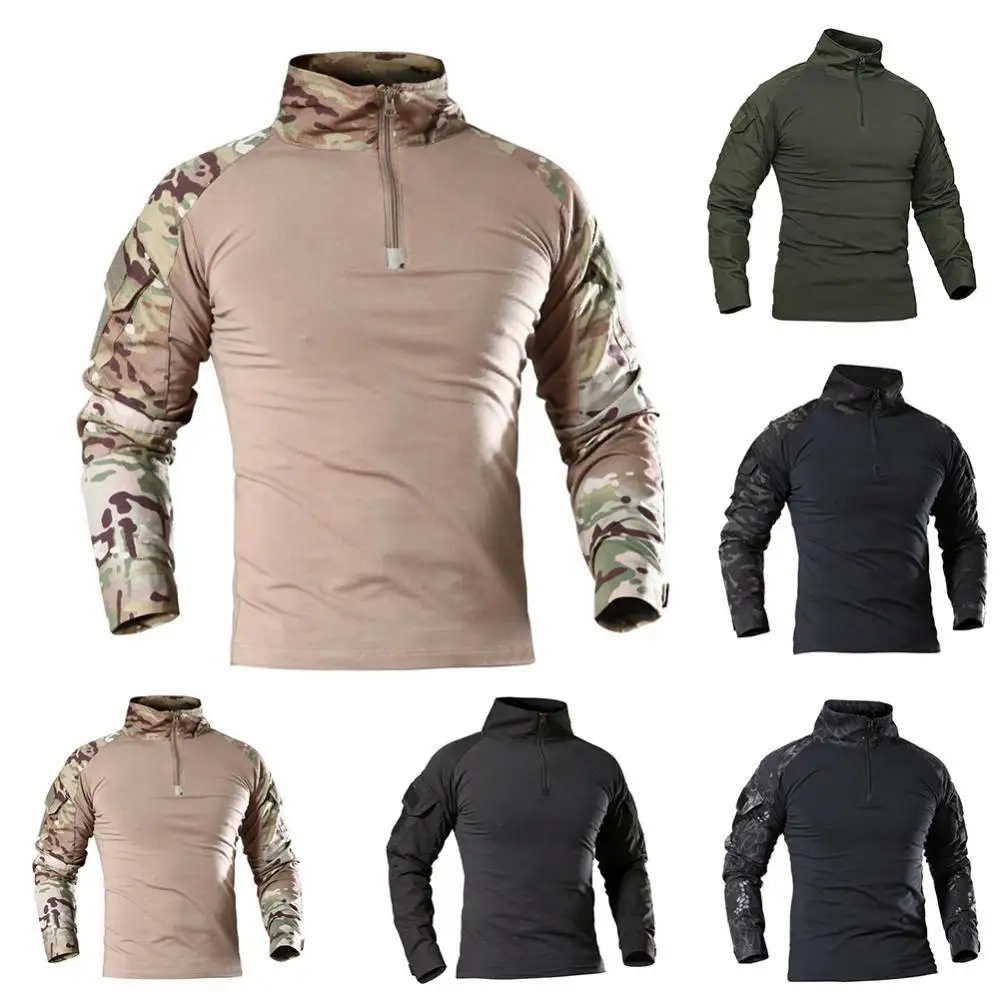 

50%HOTMen Camouflage Long Sleeve Zipper Assault Frog Combat Shirt