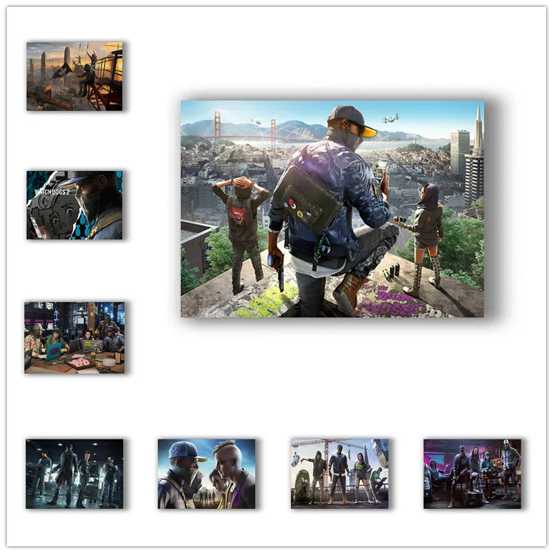 Настенные наклейки Watch_Dogs бумага с белым покрытием принты четкое изображение