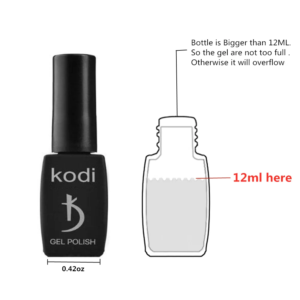 

Kodi Gel 12ml Pure Coffee Gray White Nail Art Semi Platium UV LED Lamp Varnishes Base Top Coat