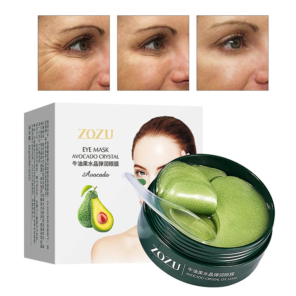 

Eye Skin Care Avocado Crystal Repair Smooth Eye Mask 60 Pcs Moisturizing Gel Eye Patches Remove Dark Circles Anti Age Wrinkle